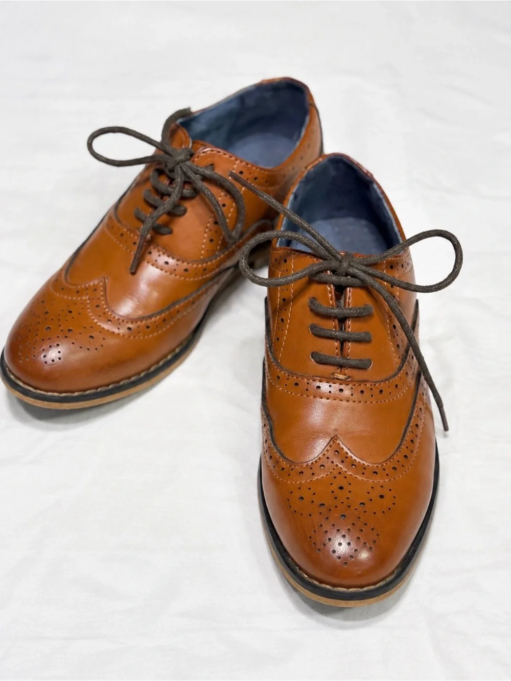 Bruno Marc Boys Cognac Brown Wingtip Oxford Dress Shoes Size 12